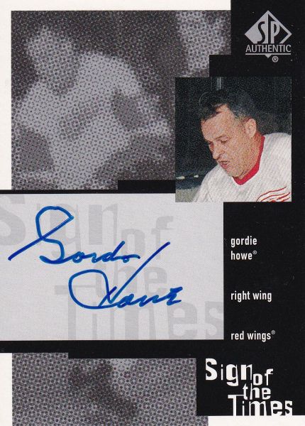 AUTO karta GORDIE HOWE 00-01 SP Authentic Sign of the Times číslo GH
