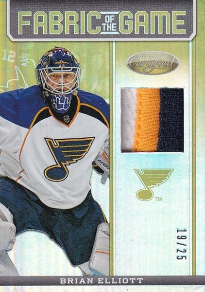 prime jersey karta BRIAN ELLIOTT 12-13 Certified Fabric of the Game /25