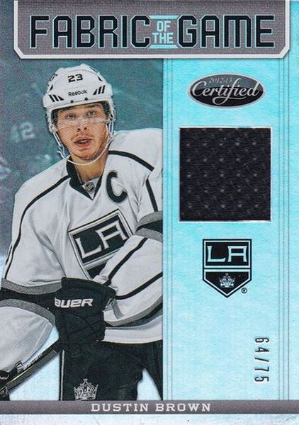 jersey karta DUSTIN BROWN 12-13 Certified Fabric of the Game Mirror Hot Box /75
