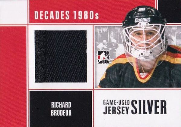 jersey karta RICHARD BRODEUR 10-11 ITG Decades 1980s Game-Used Jersey Silver /30
