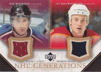 jersey karta BOURQUE/BOUWMEESTER 05-06 UD NHL Generations číslo D-BB