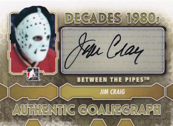 AUTO karta JIM CRAIG 12-13 BTP Decades 1980s Goaliegraph číslo A-JCRA