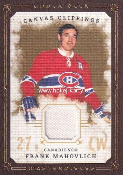 jersey karta FRANK MAHOVLICH 08-09 UD Masterpieces Canvas Clippings Brown