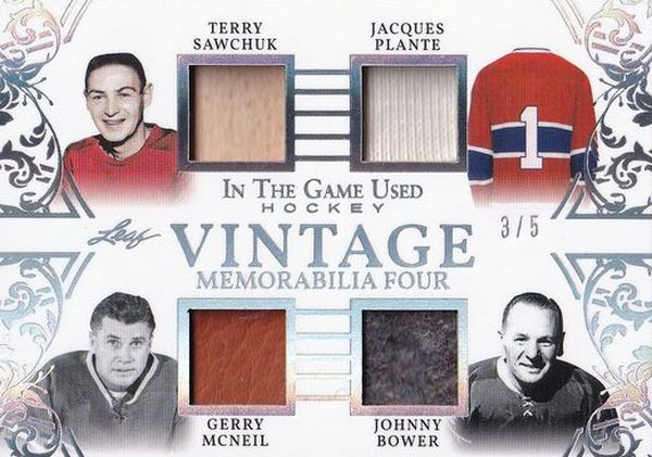 jersey glove karta SAWCHUK/PLANTE 20-21 Leaf Vintage Memorabilia Four /5