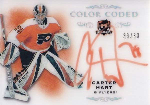 AUTO karta CARTER HART 18-19 UD The CUP Color Coded Autograph /33