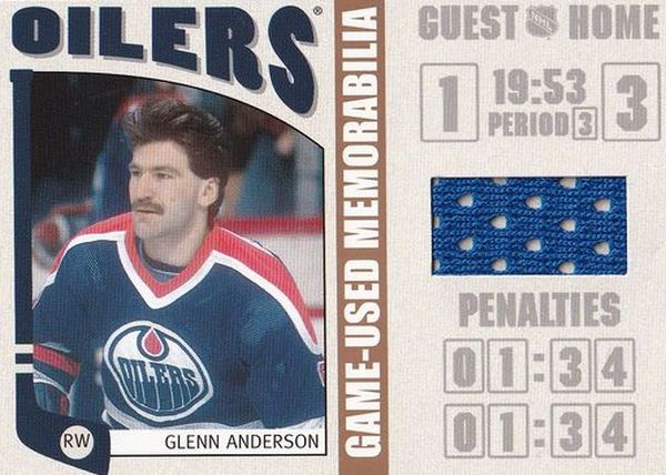 jersey karta GLENN ANDERSON 04-05 ITG Franchises Game-Used Memorabilia /20