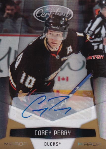 AUTO karta COREY PERRY 10-11 Certified Mirror Gold Signatures /25