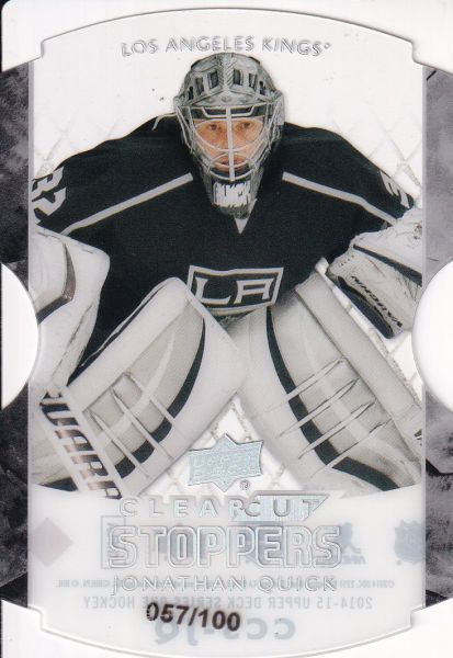 insert karta JONATHAN QUICK 14-15 UD Ser. 1 Clearcut Stopppers /100