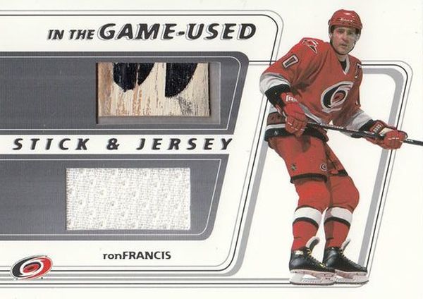 jersey stick karta RON FRANCIS 02-03 ITG Used Stick and Jersey /75
