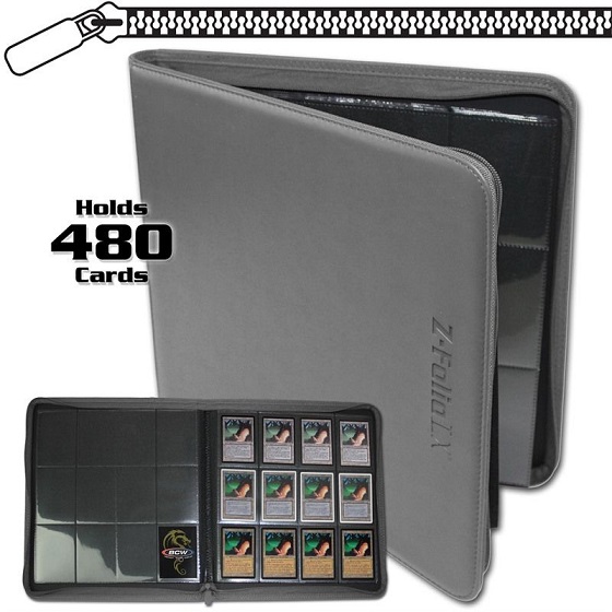 BCW Kožené Premium album na 480 ks karet Z-Folio LX, šedé na zip