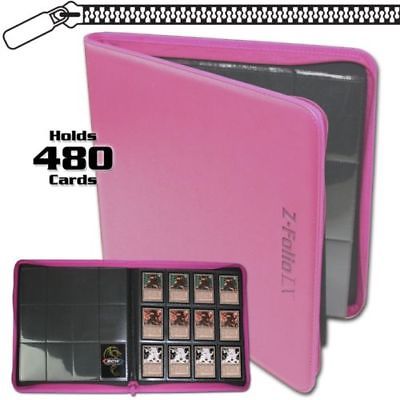 BCW Kožené Premium album na 480 ks karet Z-Folio LX, růžové na zip