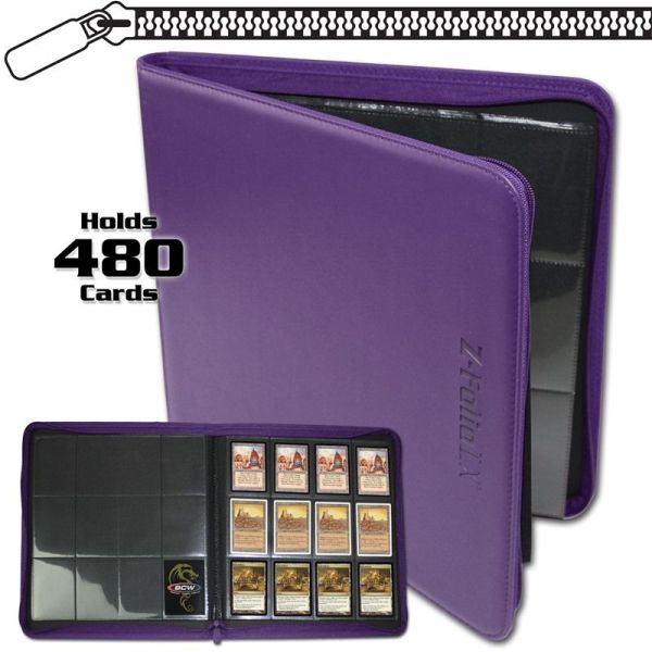 BCW Kožené Premium album na 480 ks karet Z-Folio LX, fialové na zip