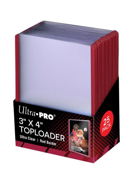 UP 3" X 4" Red Border Toploader 1 pcs